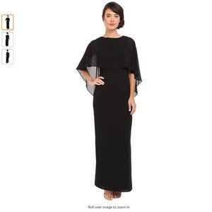Vince Camuto Womens Souffle Gown with Cape Overlay